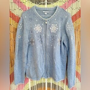 Croft & Barrow Light Blue Snowflake Cardigan